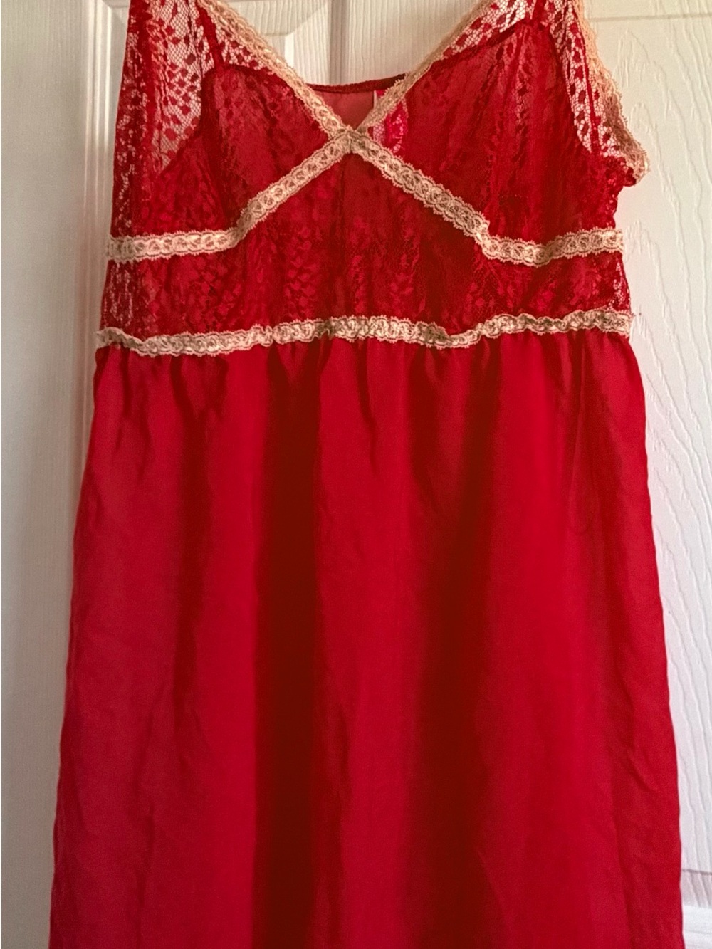 Cosmopolitan Red Slip with Cream Lace Trim